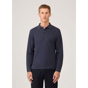 ✨Sunspel England Mesh Long Sleeve Polo Navy Sz Small Shirt✨